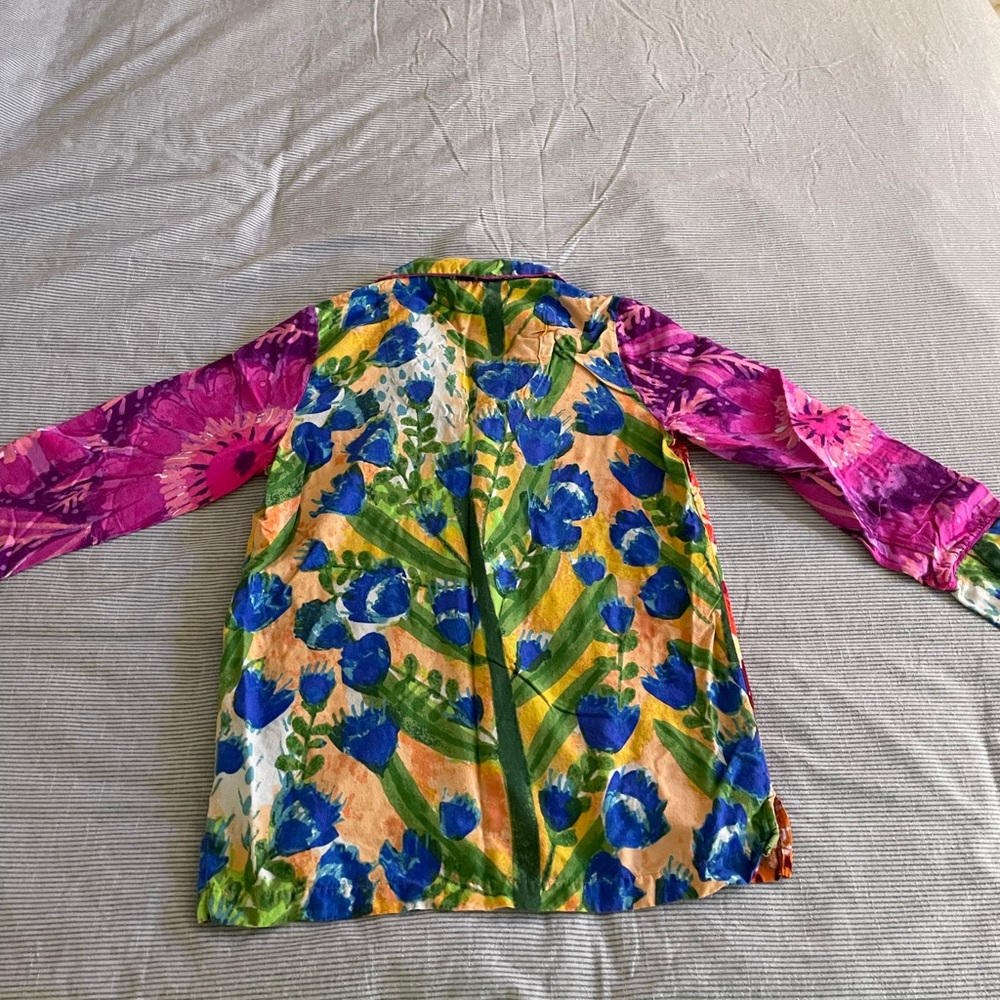 Anthropologie Multicolor Floral Flannel Pajama Set